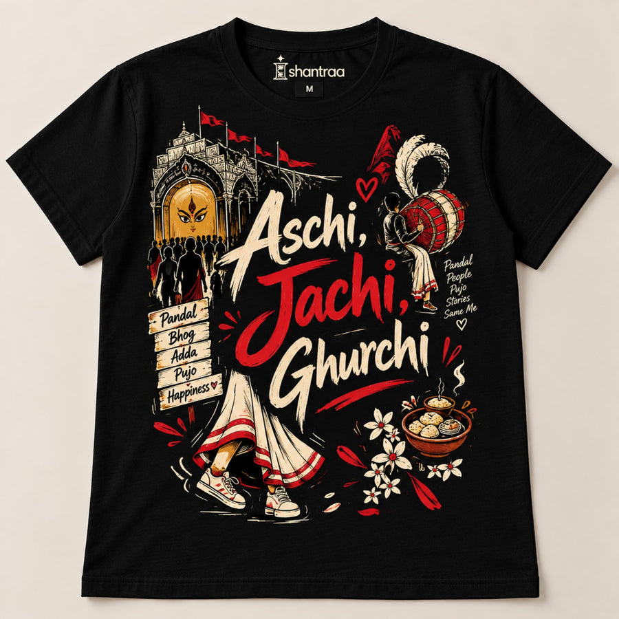 ISHANTRAA Aschi Jachi Ghurchi black T-shirt
