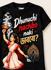 Dhunuchi Nachbo Naki Bhabo T-Shirt Male - Black