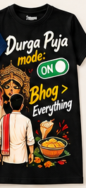 Durga Puja Mode ON Bhog Everything T-Shirt - Black