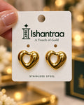 ISHANTRAA Gold Touch Heart Stainless Steel Earrings