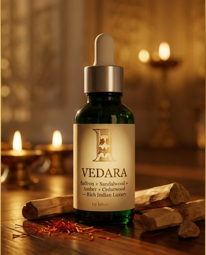 FLOOR FRAGRANCE 10 ML
VEDARA — Saffron · Sandalwood · Amber · Cedarwood