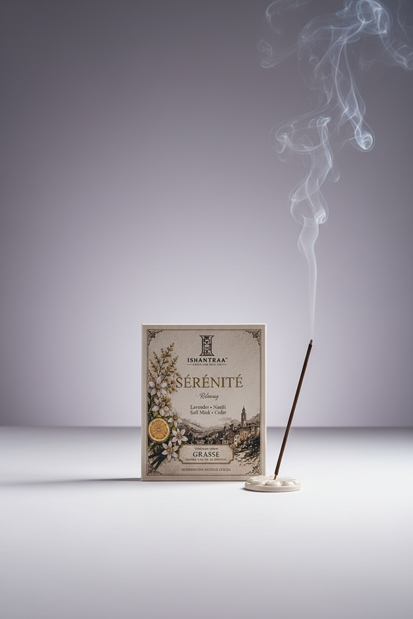 SÉRÉNITÉ – Relaxing Bambooless Incense Sticks | Lavender, Neroli, Soft Musk & Cedar | French Perfumery Inspired Fragrance | Premium Home Fragrance | 20 Sticks