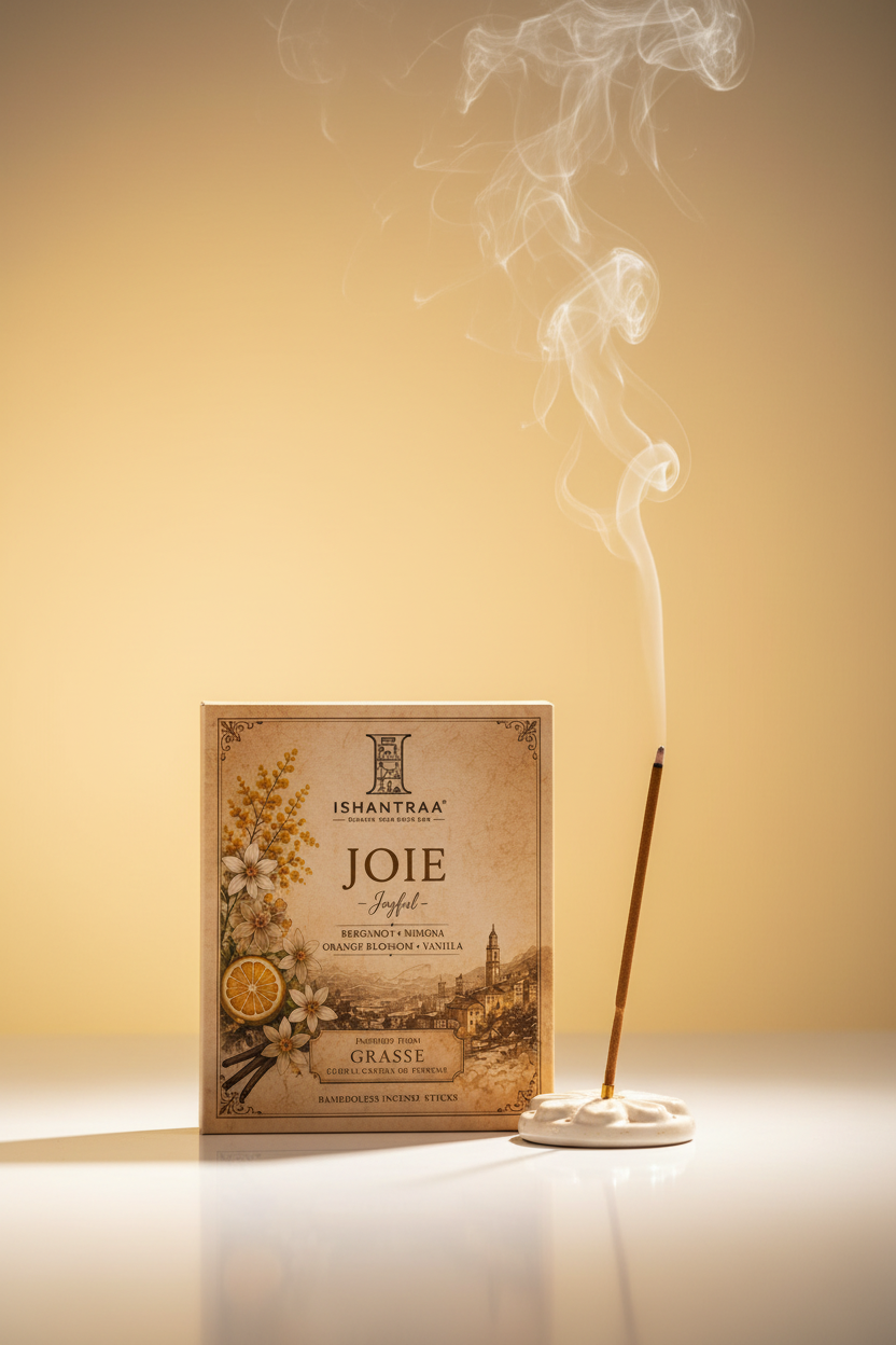 JOIE - Joyful Bambooless Incense Sticks | Bergamot, Mimosa, Orange Blossom & Vanilla | French Perfumery Inspired Fragrance | Premium Home Fragrance | 20 Sticks