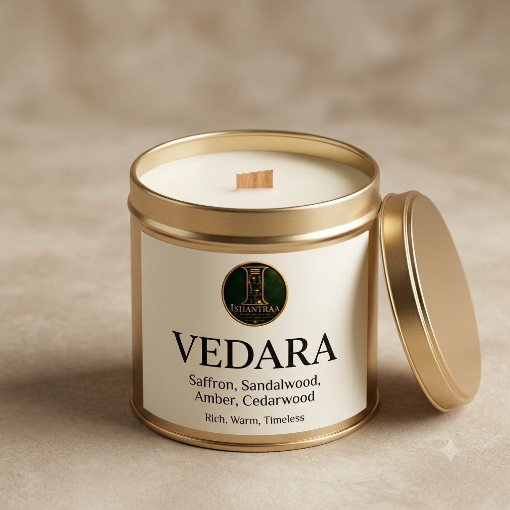 VEDARA — Saffron · Sandalwood · Amber · Cedarwood