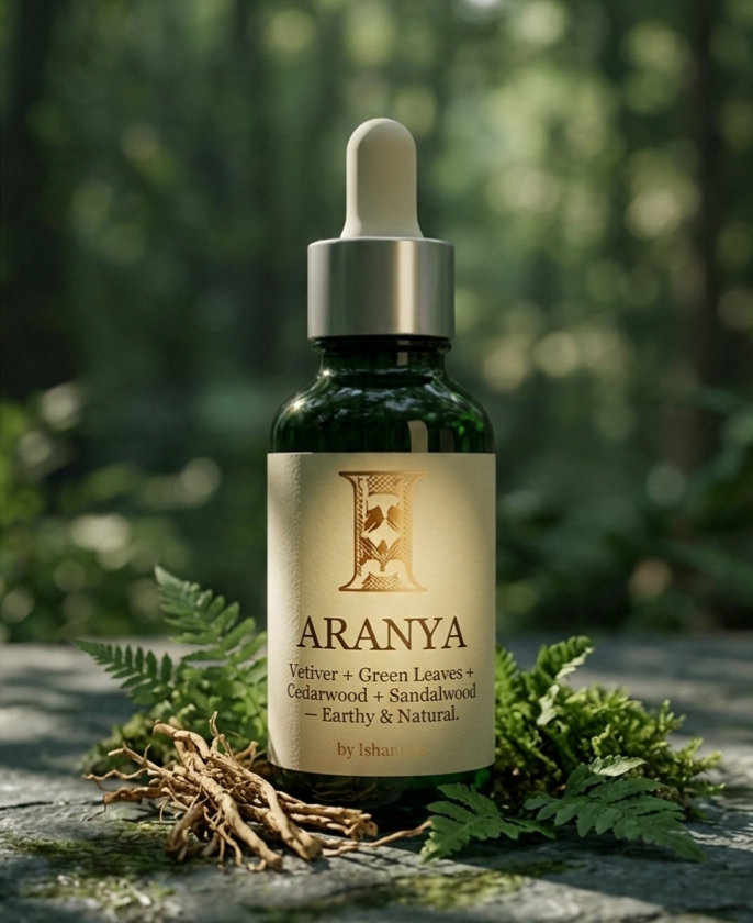 FLOOR FRAGRANCE 10 ML
ARANYA — Vetiver · Green Leaves · Cedarwood · Sandalwood